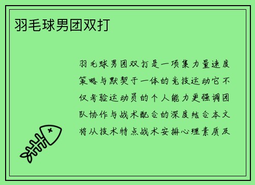 羽毛球男团双打
